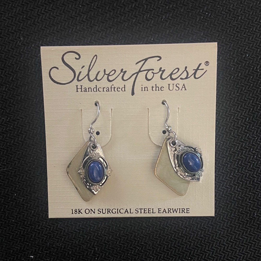Silver Forest Silver and Blue Earrings
